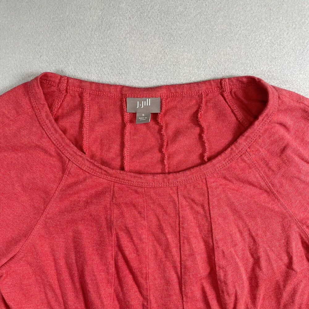 J Jill Ponte Raglan Sleeve Dress Size S Coral Midi 3/4 Sleeves Scoop Neck - Picture 3 of 9